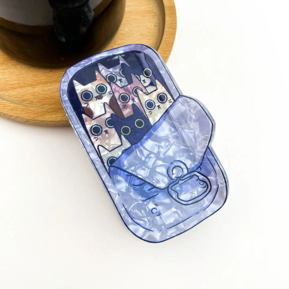TheDivaSoap - Sardine Can Hair Claw Clip With Cat Design - Purple