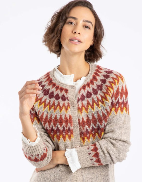 NEW 25% OFF Weird Fish - Hatty Fair Isle Cardigan - Chalk