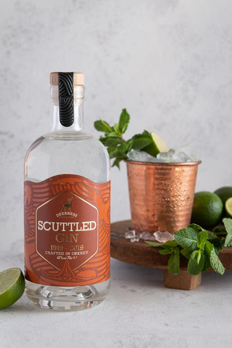 Deerness Distillery Gin - Scuttled 70cl with Gin Mat