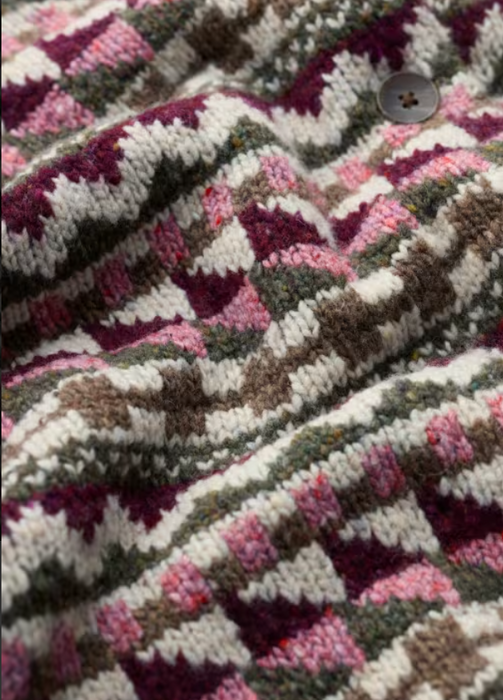 NEW Seasalt Dawson Pick Fairisle Cardigan - Zig Zag Geo Dark Hellebore