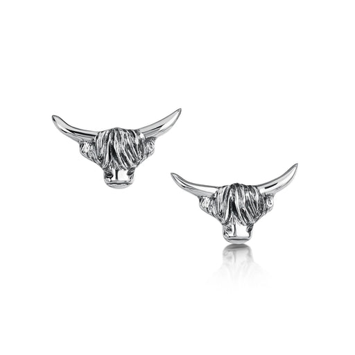 Sheila Fleet Highland Cow Small Stud Earrings in Oxidised Silver (E0304)