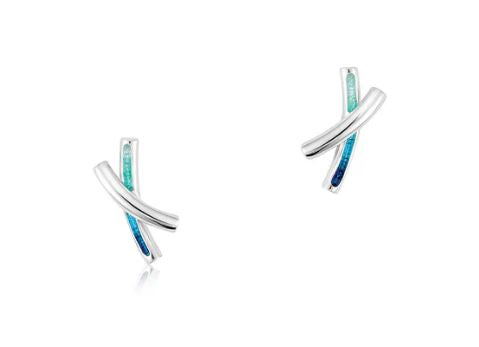Sheila Fleet Wild Grasses Petite 2-strand Stud Earrings in Peacock (EE00186)