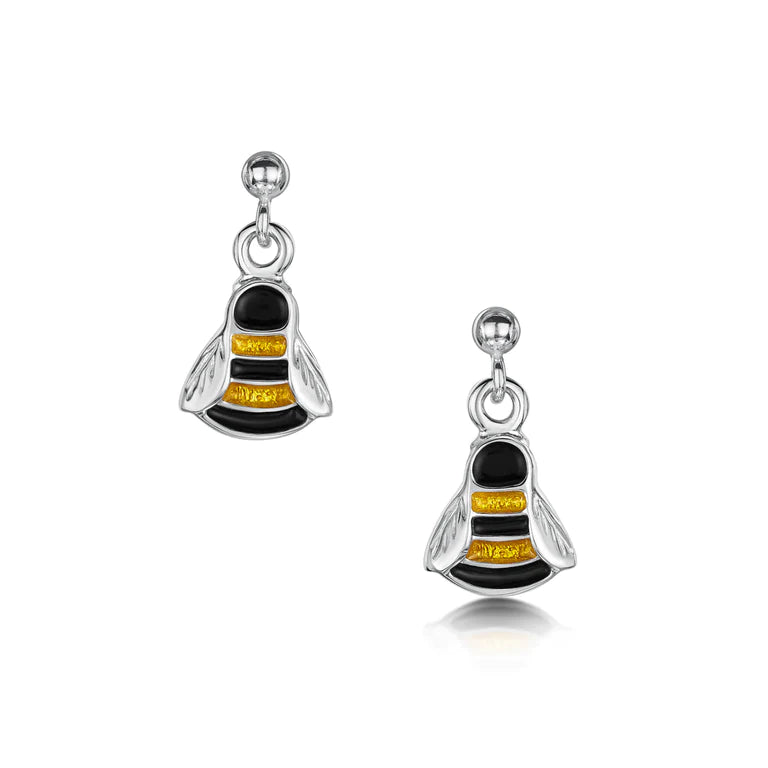 Sheila Fleet Bumblebee Small Drop Earrings in Yellow and Black Enamel (EE00273-YELBK)