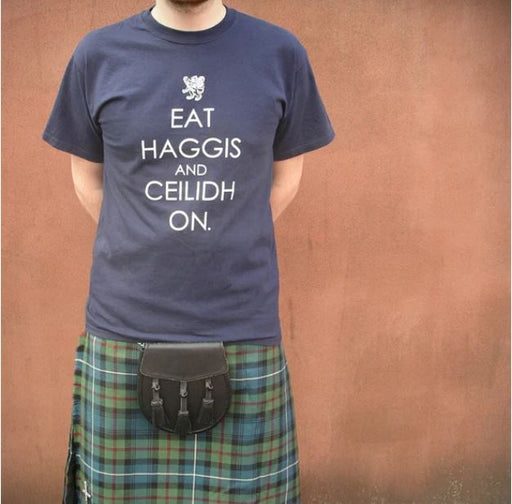 Eat Haggis 'Eat Haggis & Ceilidh On' T shirt - Navy
