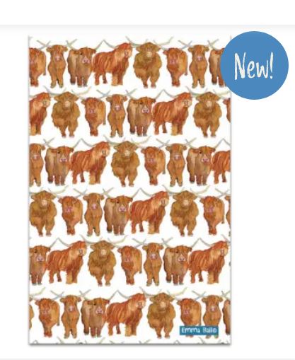 Emma Ball Highland Coo's Tea Towel