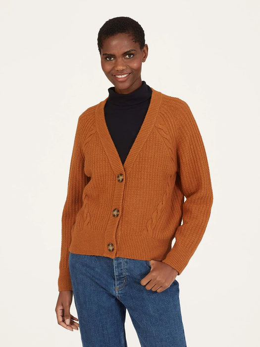 NEW Thought Estha Organic Cotton Fluffy Cardigan - Muscovado Brown