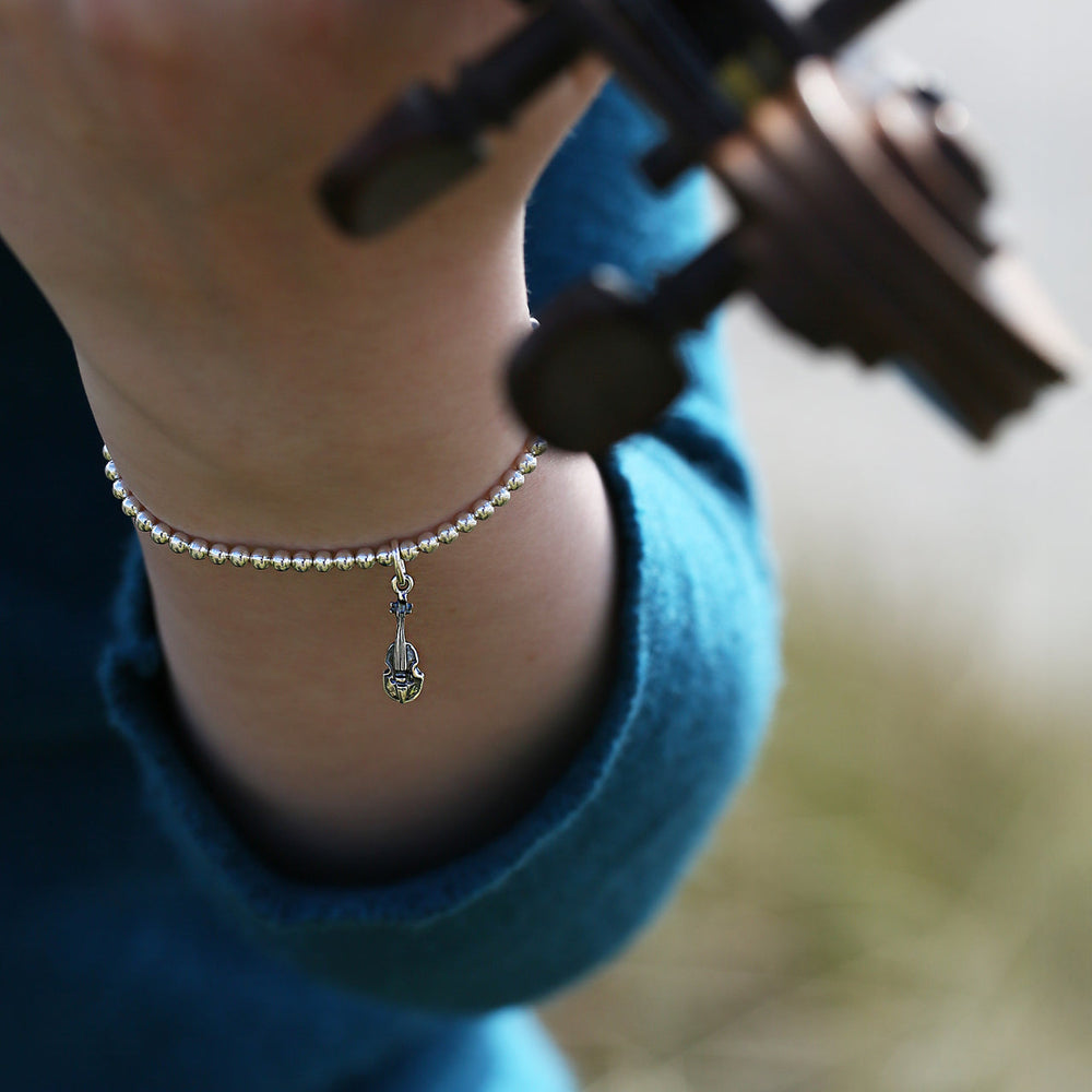 Sheila Fleet Small Fiddle Stretch Bracelet in Sterling Silver (FBL00308)