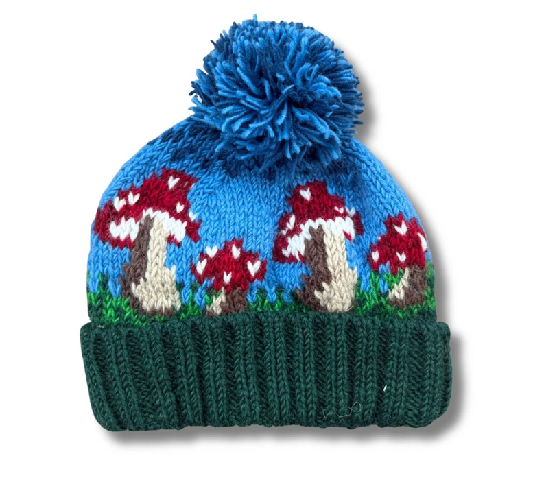 From The Source Mushroom Bobble Hat- Sky Blue