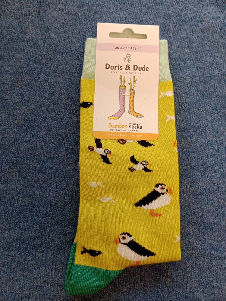 Doris & Dude Lime Green Puffin Socks