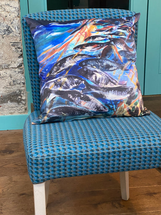 Jane Glue 'Silver Darlings, Orkney' Velvet Cushion