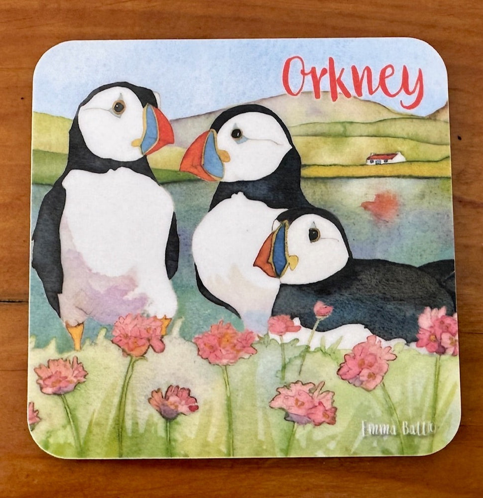 Emma Ball Puffins Orkney Coaster