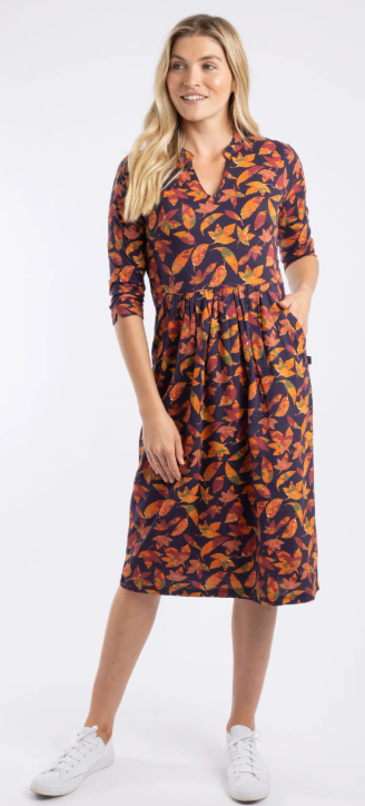NEW 25% OFF Weird Fish Isolde Printed Jersey Midi Dress Night Blue