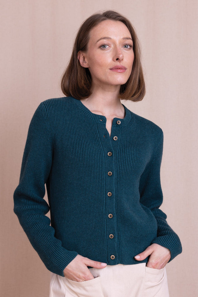 NEW Nomads Organic Cotton Cardigan in Teal