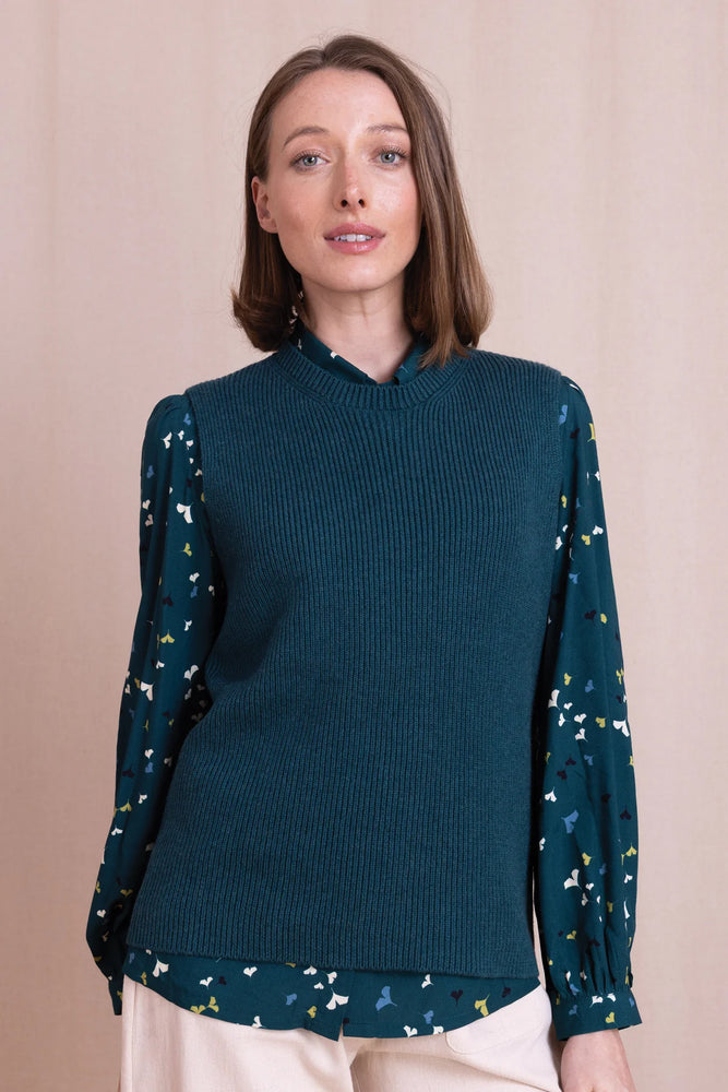 NEW Nomads Organic Cotton Knitted Vest in Teal