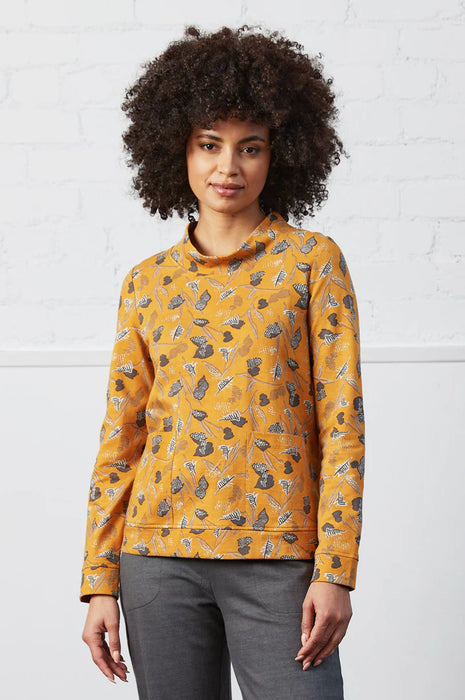 New Nomads Terry Stand Collar Jersey Top in Butterscotch