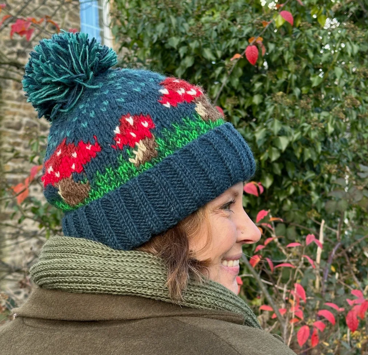 From The Source Mushroom Bobble Hat- Teal