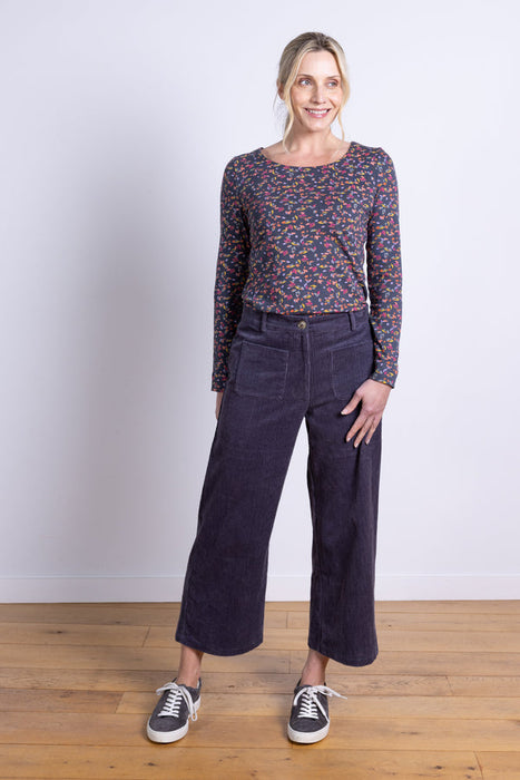 NEW 25% OFF Nomads Cotton Chunky Cord Cropped Trouser in Plum