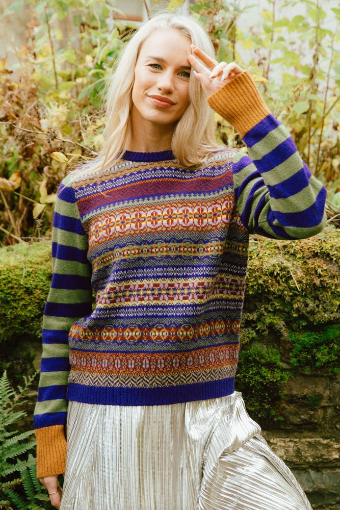 NEW Eribé Reversible Stobo Fairisle Sweater - Mulberry