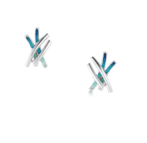 NEW Sheila Fleet Wild Grasses Small 4 - strand Stud Earrings in Peacock (EE0186)