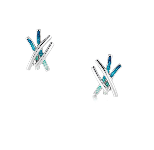 NEW Sheila Fleet Wild Grasses Small 4 - strand Stud Earrings in Peacock (EE0186)