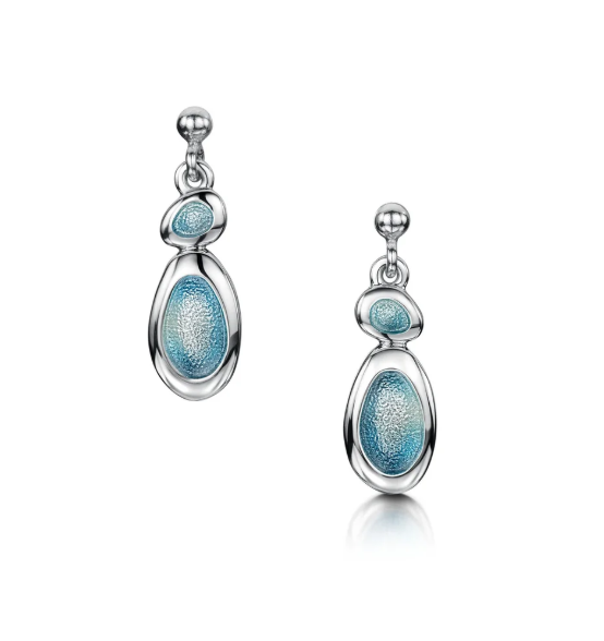 NEW Sheila Fleet Shoreline 2 Pebble Drop Earrings - Blue Grey (EE0166-BGREY)