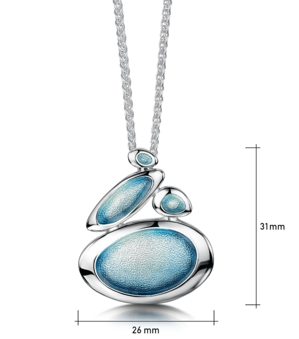 NEW Sheila Fleet Shoreline Pebble Cluster Pendant in Blue Grey Enamel (EPX168-BGREY)
