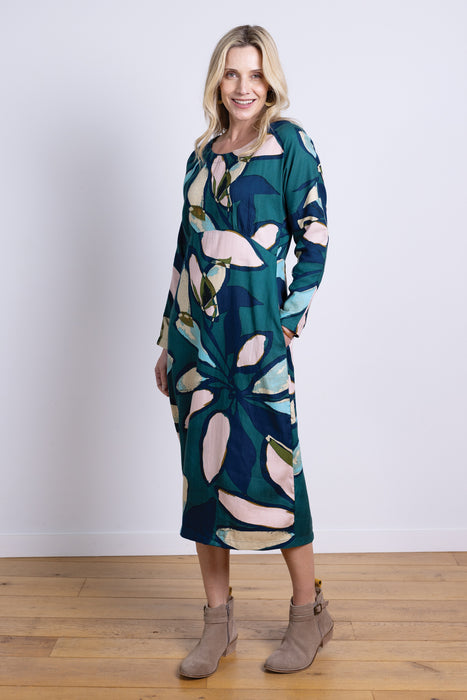 NEW 25% OFF Nomads Textured Tencel Bubble Midi Dress in Nordic