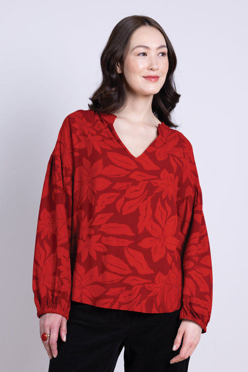 NEW 25% OFF Nomads Viscose Smock Top in Burgundy