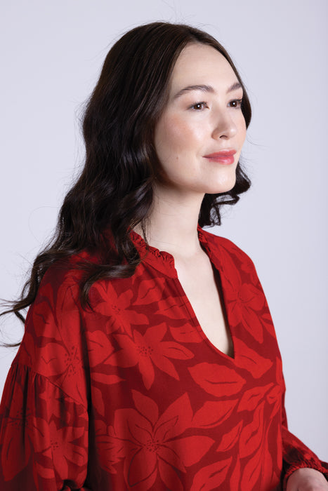 NEW 25% OFF Nomads Viscose Smock Top in Burgundy