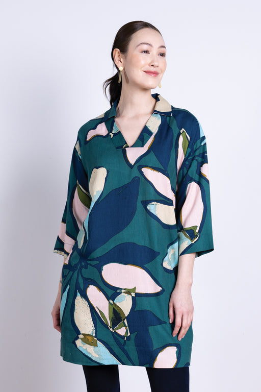 NEW 25% OFF Nomads Textured Tencel Collard Tunic Dress in Nordic