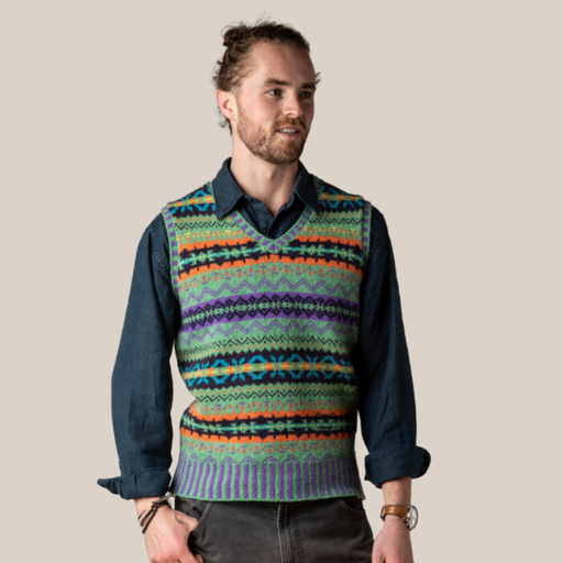 Eribe Brodie Fair Isle Vest in Woodland