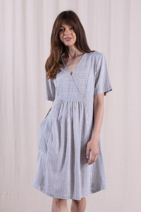 NEW Nomads Linen Blend Smock Tunic Dress - Cornflower
