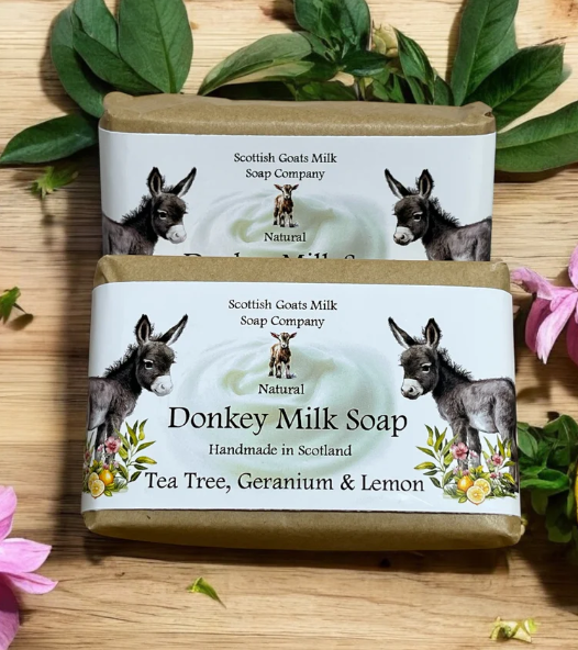Scottish Donkey Milk Soap Company - 95g Bar of Soap (Tea Tree/Geranium/Lemon)