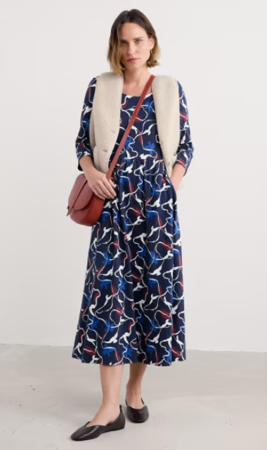 NEW 25% OFF Seasalt Emily Waisted Dress- Kestrel Flight Maritime.