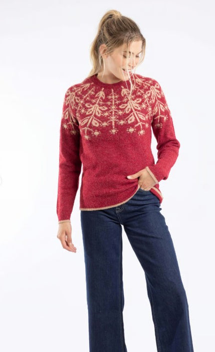 NEW 25% OFF Weird Fish Miska Eco Fair Isle Jumper - Rhubarb