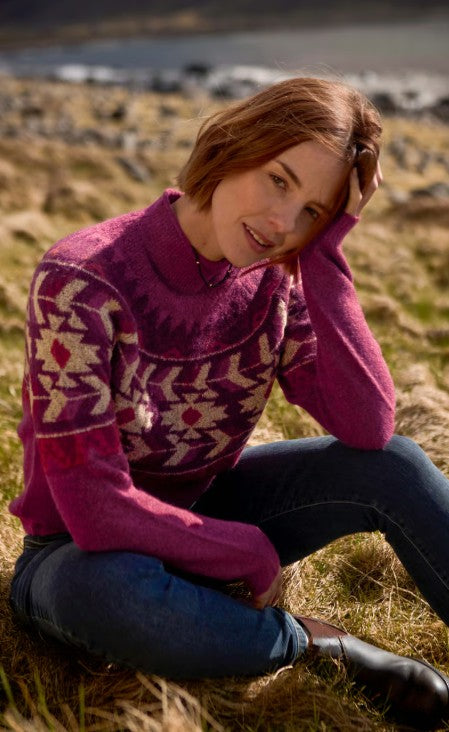 NEW 25% OFF Weird Fish Arelia Ikat Knitted Jumper - Purple Wine
