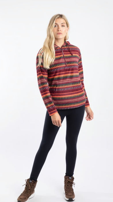 NEW 25% OFF Weird Fish Lana Printed Microfleece Hoodie - Antique Cherry