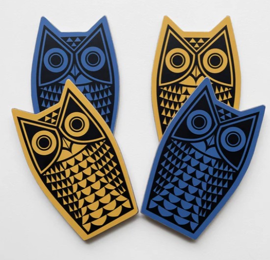 Magpie x Hornsea Owl Shaped Coasters - set of 4