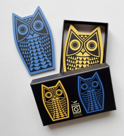 Magpie x Hornsea Owl Shaped Coasters - set of 4