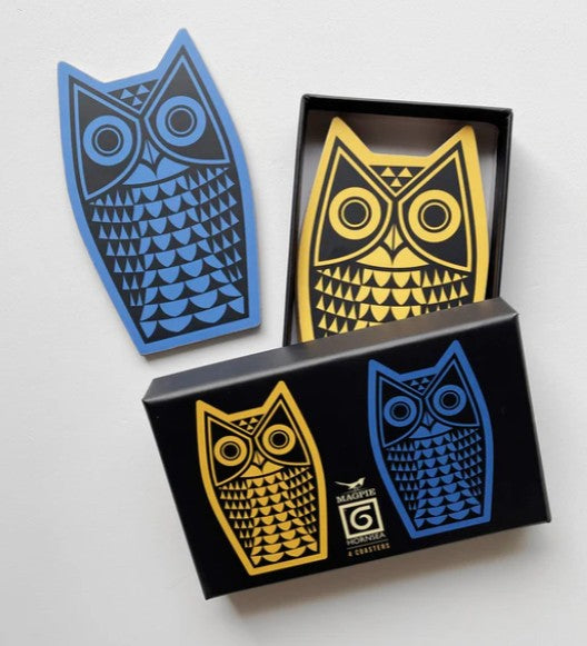 Magpie x Hornsea Owl Shaped Coasters - set of 4