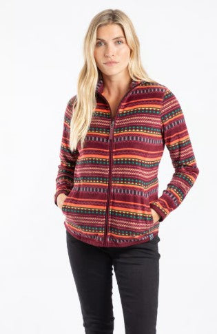 NEW 25% OFF Weird Fish Rochelle Full Zip Printed Microfleece Antique Cherry