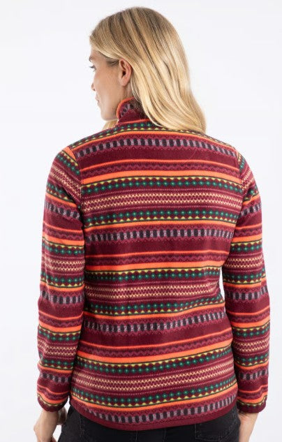 NEW 25% OFF Weird Fish Rochelle Full Zip Printed Microfleece Antique Cherry