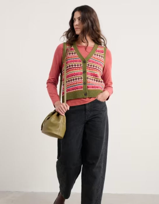 NEW 25% OFF Seasalt Percella Cove Waistcoat Vest - Scillia Aran Multi