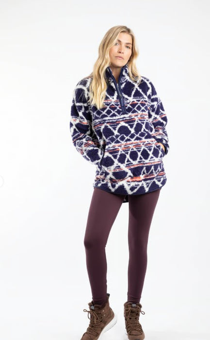 NEW 25% OFF Weird Fish Pikard Printed Quarter Zip Fleece - Navy