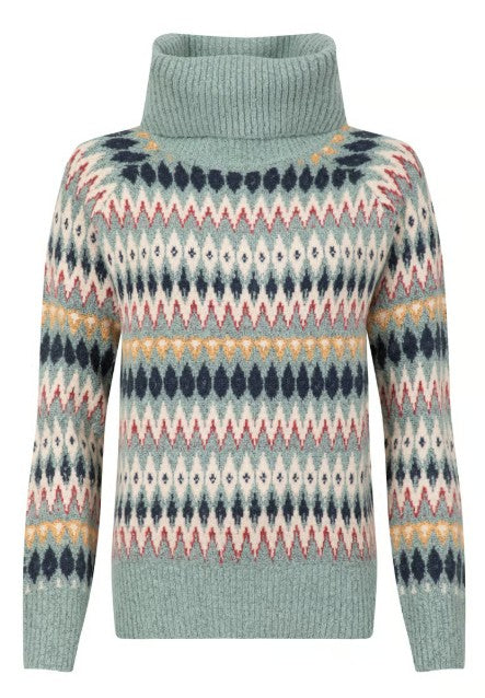 NEW 25% OFF Weird Fish Annecy Fair Isle Roll Neck Jumper -Sea Mist