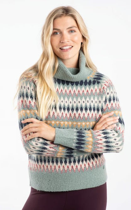 NEW 25% OFF Weird Fish Annecy Fair Isle Roll Neck Jumper -Sea Mist