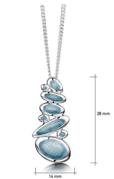 Sheila Fleet Shoreline Pebble Cluster Pendant in Blue Grey Enamel (EP0168-BGREY)