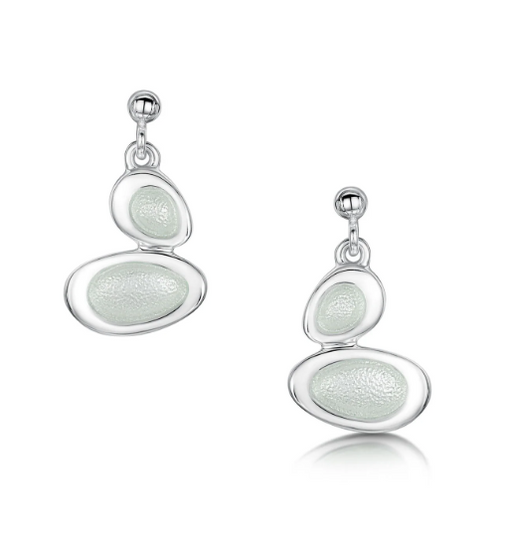 Sheila Fleet Shoreline Pebble Double-Drop Earrings in Crystal Enamel (EE168)