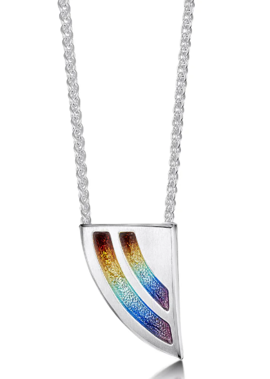 Sheila Fleet Rainbow Enamel Pendant Necklace in Sterling Silver (EP121)