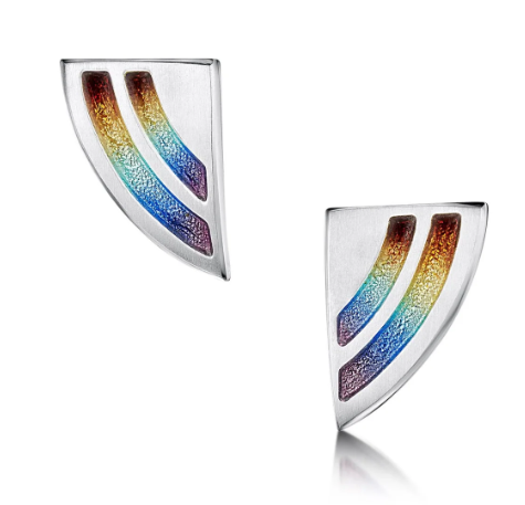Sheila Fleet Rainbow Small Enamel Stud Earrings in Sterling Silver (EE0121)